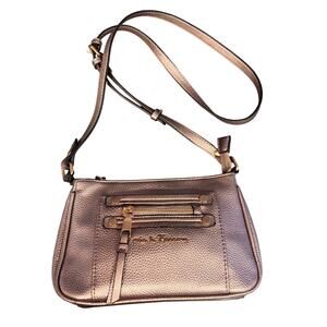 As IS Mia K Farrow Crossbosy Bag Metallic Champagne Gold Hardware Baguette Purse